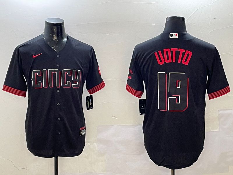Men Cincinnati Reds #19 Uotto Black City Edition Game Nike 2025 MLB Jersey style 1->cincinnati reds->MLB Jersey